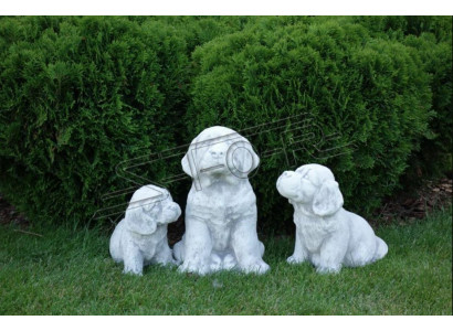 Décoration de jardin Chien Patio Pierre Figure Figurines Statuette Décorative Blanche
